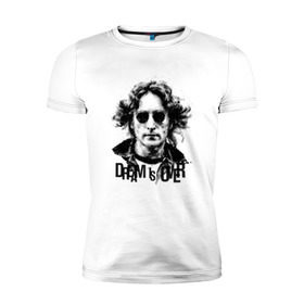 Мужская футболка премиум с принтом Джон Леннон 4 в Курске, 92% хлопок, 8% лайкра | приталенный силуэт, круглый вырез ворота, длина до линии бедра, короткий рукав | john lennon | the beatles | битлс | джон леннон