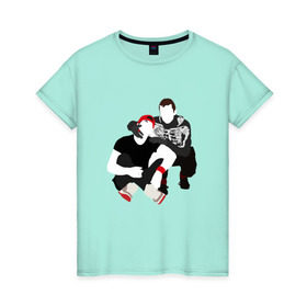 Женская футболка хлопок с принтом Twenty One Pilots в Курске, 100% хлопок | прямой крой, круглый вырез горловины, длина до линии бедер, слегка спущенное плечо | твенти ван пилотс