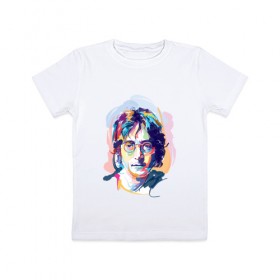 Детская футболка хлопок с принтом Джон Леннон 6 в Курске, 100% хлопок | круглый вырез горловины, полуприлегающий силуэт, длина до линии бедер | john lennon | the beatles | битлс | джон леннон