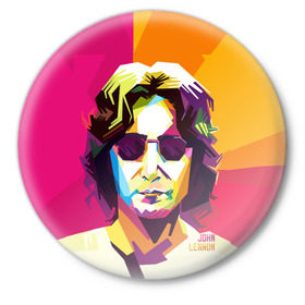 Значок с принтом Джон Леннон 7 в Курске,  металл | круглая форма, металлическая застежка в виде булавки | 