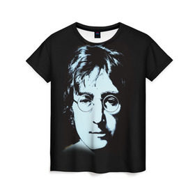 Женская футболка 3D с принтом Джон Леннон 7 в Курске, 100% полиэфир ( синтетическое хлопкоподобное полотно) | прямой крой, круглый вырез горловины, длина до линии бедер | john lennon | the beatles | битлс | джон леннон