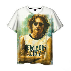 Мужская футболка 3D с принтом Джон Леннон 10 в Курске, 100% полиэфир | прямой крой, круглый вырез горловины, длина до линии бедер | Тематика изображения на принте: john lennon | the beatles | битлс | джон леннон