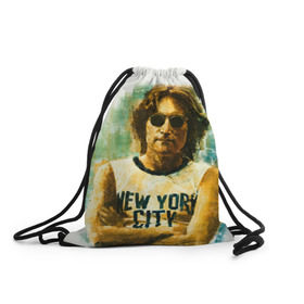 Рюкзак-мешок 3D с принтом Джон Леннон 10 в Курске, 100% полиэстер | плотность ткани — 200 г/м2, размер — 35 х 45 см; лямки — толстые шнурки, застежка на шнуровке, без карманов и подкладки | john lennon | the beatles | битлс | джон леннон
