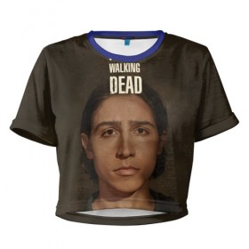 Женская футболка 3D укороченная с принтом Бойтесь ходячих мертвецов 3 в Курске, 100% полиэстер | круглая горловина, длина футболки до линии талии, рукава с отворотами | Тематика изображения на принте: 