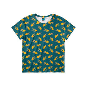 Детская футболка 3D с принтом Золотая рыбка в Курске, 100% гипоаллергенный полиэфир | прямой крой, круглый вырез горловины, длина до линии бедер, чуть спущенное плечо, ткань немного тянется | 