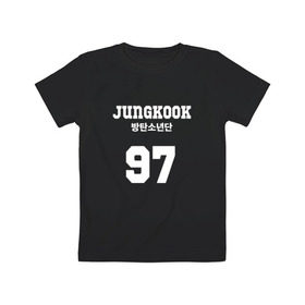 Детская футболка хлопок с принтом Jungkook в Курске, 100% хлопок | круглый вырез горловины, полуприлегающий силуэт, длина до линии бедер | bangtan boys | bts