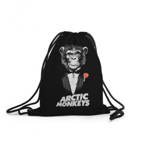 Рюкзак-мешок 3D с принтом Arctic Monkeys в Курске, 100% полиэстер | плотность ткани — 200 г/м2, размер — 35 х 45 см; лямки — толстые шнурки, застежка на шнуровке, без карманов и подкладки | алекс тёрнер | арктик | арктические мартышки | гаражный | группа | джейми кук | инди рок | манкис | музыка | мэтт хелдер | ник о мэлли | обезьяна | постпанк ривайвл | психоделический | рок