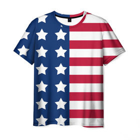 Мужская футболка 3D с принтом USA Flag в Курске, 100% полиэфир | прямой крой, круглый вырез горловины, длина до линии бедер | star | usa | америка | белый | звезды | красный | линии | полосы | популярные | синий | сша | триколор | туристические | флаг | цвет | штаты