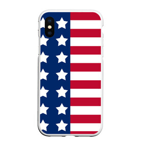 Чехол для iPhone XS Max матовый с принтом USA FLAG АМЕРИКАНСКИЙ ФЛАГ в Курске, Силикон | Область печати: задняя сторона чехла, без боковых панелей | star | usa | америка | белый | звезды | красный | линии | полосы | популярные | синий | сша | триколор | туристические | флаг | цвет | штаты