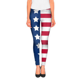Леггинсы 3D с принтом USA Flag в Курске, 80% полиэстер, 20% эластан | Эластичный пояс, зауженные к низу, низкая посадка | star | usa | америка | белый | звезды | красный | линии | полосы | популярные | синий | сша | триколор | туристические | флаг | цвет | штаты