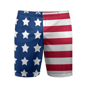 Мужские шорты 3D спортивные с принтом USA Flag в Курске,  |  | Тематика изображения на принте: star | usa | америка | белый | звезды | красный | линии | полосы | популярные | синий | сша | триколор | туристические | флаг | цвет | штаты