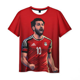 Мужская футболка 3D с принтом Мохамед Салах в Курске, 100% полиэфир | прямой крой, круглый вырез горловины, длина до линии бедер | mohamed salah ghaly | ливерпуль | мохаммед салах хамед гали | сборная египта | спорт | футбол