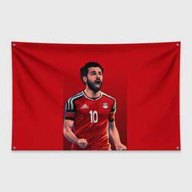 Флаг-баннер с принтом Мохамед Салах в Курске, 100% полиэстер | размер 67 х 109 см, плотность ткани — 95 г/м2; по краям флага есть четыре люверса для крепления | mohamed salah ghaly | ливерпуль | мохаммед салах хамед гали | сборная египта | спорт | футбол