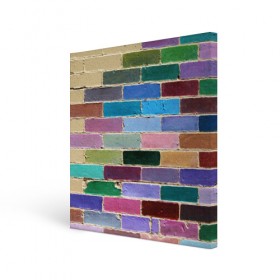 Холст квадратный с принтом Кирпичи в Курске, 100% ПВХ |  | андеграунд | кирпичи | краски | стена | хард | цвет