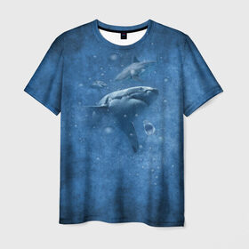 Мужская футболка 3D с принтом Shark в Курске, 100% полиэфир | прямой крой, круглый вырез горловины, длина до линии бедер | fish | ocean | акула | вода | животные | море | океан | рыба | челюсти