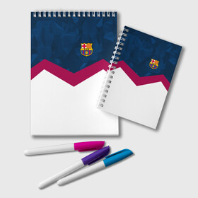 Блокнот с принтом FC Barcelona 2018 New в Курске, 100% бумага | 48 листов, плотность листов — 60 г/м2, плотность картонной обложки — 250 г/м2. Листы скреплены удобной пружинной спиралью. Цвет линий — светло-серый
 | fc | fc barcelona | fcb | fly emirates | ronaldo | абстракция | барселона | геометрия | зож | клуб | линии | месси | модные | мяч | реал мадрид | спорт | спортивные | тренды | футбол | футбольный клуб | эмблема