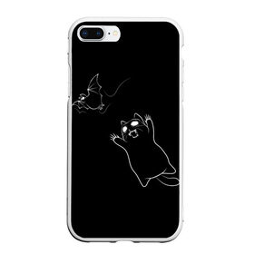 Чехол для iPhone 7Plus/8 Plus матовый с принтом Cat Monster в Курске, Силикон | Область печати: задняя сторона чехла, без боковых панелей | cat | halloween | арт | животные | кот | котик | кошки | монстр | мышь | праздник | хэллоуин | черно белый
