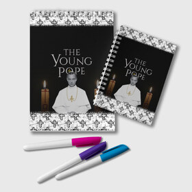 Блокнот с принтом Молодой Папа The Young Pope в Курске, 100% бумага | 48 листов, плотность листов — 60 г/м2, плотность картонной обложки — 250 г/м2. Листы скреплены удобной пружинной спиралью. Цвет линий — светло-серый
 | Тематика изображения на принте: the young pope | молодой папа