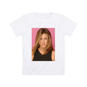 Детская футболка хлопок с принтом Дженнифер Энистон 2 в Курске, 100% хлопок | круглый вырез горловины, полуприлегающий силуэт, длина до линии бедер | Тематика изображения на принте: jennifer aniston | дженнифер энистон