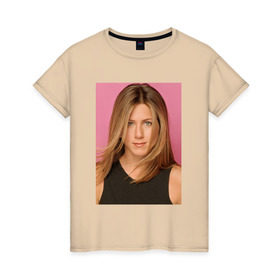 Женская футболка хлопок с принтом Дженнифер Энистон 2 в Курске, 100% хлопок | прямой крой, круглый вырез горловины, длина до линии бедер, слегка спущенное плечо | jennifer aniston | дженнифер энистон