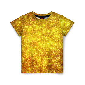 Детская футболка 3D с принтом Золотой блеск в Курске, 100% гипоаллергенный полиэфир | прямой крой, круглый вырез горловины, длина до линии бедер, чуть спущенное плечо, ткань немного тянется | abstraction | gold | rich | texture | богатство | золотая абстракция | золото | кубики | текстура
