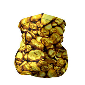 Бандана-труба 3D с принтом Золотые камешки в Курске, 100% полиэстер, ткань с особыми свойствами — Activecool | плотность 150‒180 г/м2; хорошо тянется, но сохраняет форму | Тематика изображения на принте: abstraction | gold | rich | texture | богатство | золотая абстракция | золото | кубики | текстура