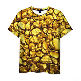 Мужская футболка 3D с принтом Золотые камешки в Курске, 100% полиэфир | прямой крой, круглый вырез горловины, длина до линии бедер | Тематика изображения на принте: abstraction | gold | rich | texture | богатство | золотая абстракция | золото | кубики | текстура
