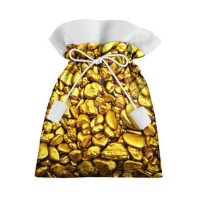 Подарочный 3D мешок с принтом Золотые камешки в Курске, 100% полиэстер | Размер: 29*39 см | Тематика изображения на принте: abstraction | gold | rich | texture | богатство | золотая абстракция | золото | кубики | текстура