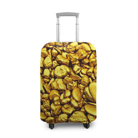 Чехол для чемодана 3D с принтом Золотые камешки в Курске, 86% полиэфир, 14% спандекс | двустороннее нанесение принта, прорези для ручек и колес | abstraction | gold | rich | texture | богатство | золотая абстракция | золото | кубики | текстура