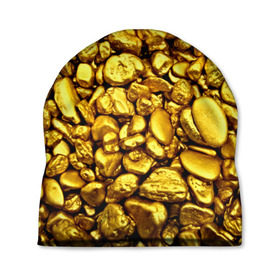 Шапка 3D с принтом Золотые камешки в Курске, 100% полиэстер | универсальный размер, печать по всей поверхности изделия | abstraction | gold | rich | texture | богатство | золотая абстракция | золото | кубики | текстура