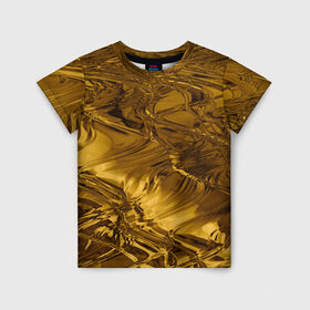 Детская футболка 3D с принтом Gold abstraction в Курске, 100% гипоаллергенный полиэфир | прямой крой, круглый вырез горловины, длина до линии бедер, чуть спущенное плечо, ткань немного тянется | 