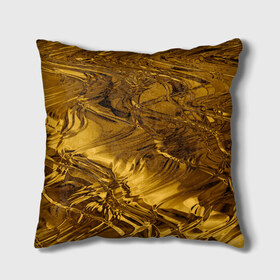 Подушка 3D с принтом Gold abstraction в Курске, наволочка – 100% полиэстер, наполнитель – холлофайбер (легкий наполнитель, не вызывает аллергию). | состоит из подушки и наволочки. Наволочка на молнии, легко снимается для стирки | 