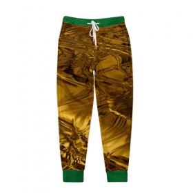 Мужские брюки 3D с принтом Gold abstraction в Курске, 100% полиэстер | манжеты по низу, эластичный пояс регулируется шнурком, по бокам два кармана без застежек, внутренняя часть кармана из мелкой сетки | 