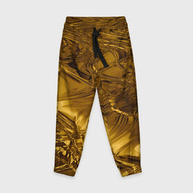 Детские брюки 3D с принтом Gold abstraction в Курске, 100% полиэстер | манжеты по низу, эластичный пояс регулируется шнурком, по бокам два кармана без застежек, внутренняя часть кармана из мелкой сетки | 