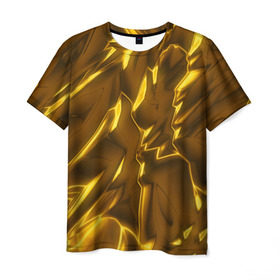 Мужская футболка 3D с принтом Золотые разводы в Курске, 100% полиэфир | прямой крой, круглый вырез горловины, длина до линии бедер | Тематика изображения на принте: abstraction | gold | rich | texture | богатство | золотая абстракция | золото | кубики | текстура