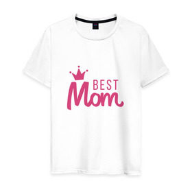 Мужская футболка хлопок с принтом Best Mom в Курске, 100% хлопок | прямой крой, круглый вырез горловины, длина до линии бедер, слегка спущенное плечо. | best mom | mom | лучшая мама | мама | мамочка