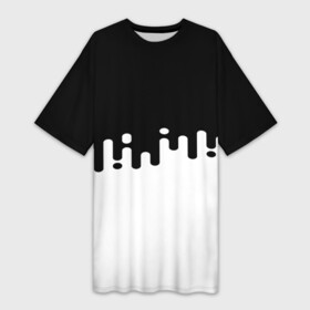 Платье-футболка 3D с принтом Чёрно белый узор в Курске,  |  | abstraction | engine | pattern | абстракция | геометрия | графики | движение | краска | текстура | чертежи | штрихи