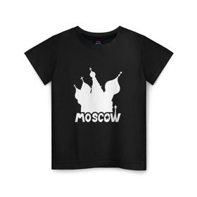Детская футболка хлопок с принтом Москва и купола в Курске, 100% хлопок | круглый вырез горловины, полуприлегающий силуэт, длина до линии бедер | купола | россия | русский | собор | столица | церковь