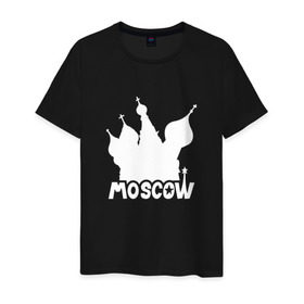 Мужская футболка хлопок с принтом Москва и купола в Курске, 100% хлопок | прямой крой, круглый вырез горловины, длина до линии бедер, слегка спущенное плечо. | купола | россия | русский | собор | столица | церковь