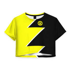 Женская футболка 3D укороченная с принтом Borussia Dortmund 2018 Storm в Курске, 100% полиэстер | круглая горловина, длина футболки до линии талии, рукава с отворотами | боруссия | дортмунд