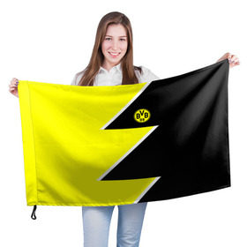 Флаг 3D с принтом Borussia Dortmund 2018 Storm в Курске, 100% полиэстер | плотность ткани — 95 г/м2, размер — 67 х 109 см. Принт наносится с одной стороны | боруссия | дортмунд