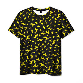 Мужская футболка 3D с принтом Желтые собачки в Курске, 100% полиэфир | прямой крой, круглый вырез горловины, длина до линии бедер | dog | new year | животные | новый год | символ | собака