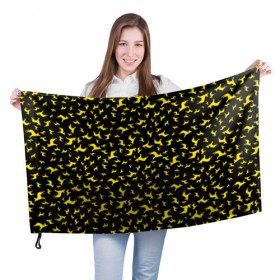 Флаг 3D с принтом Желтые собачки в Курске, 100% полиэстер | плотность ткани — 95 г/м2, размер — 67 х 109 см. Принт наносится с одной стороны | dog | new year | животные | новый год | символ | собака