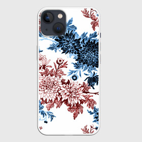 Чехол для iPhone 13 с принтом Blue and Red в Курске,  |  | vppdgryphon | арт | краска | лес | пион | пионы | тропики | цветные | цветок | цветы