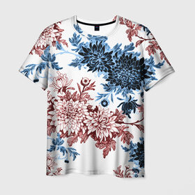 Мужская футболка 3D с принтом Blue and Red в Курске, 100% полиэфир | прямой крой, круглый вырез горловины, длина до линии бедер | vppdgryphon | арт | краска | лес | пион | пионы | тропики | цветные | цветок | цветы