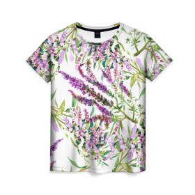 Женская футболка 3D с принтом Лаванда в Курске, 100% полиэфир ( синтетическое хлопкоподобное полотно) | прямой крой, круглый вырез горловины, длина до линии бедер | vppdgryphon | арт | лаванда | лес | тропики | франция | цветок | цветы
