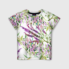 Детская футболка 3D с принтом Лаванда в Курске, 100% гипоаллергенный полиэфир | прямой крой, круглый вырез горловины, длина до линии бедер, чуть спущенное плечо, ткань немного тянется | vppdgryphon | арт | лаванда | лес | тропики | франция | цветок | цветы