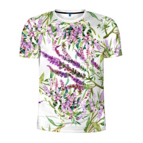 Мужская футболка 3D спортивная с принтом Лаванда в Курске, 100% полиэстер с улучшенными характеристиками | приталенный силуэт, круглая горловина, широкие плечи, сужается к линии бедра | vppdgryphon | арт | лаванда | лес | тропики | франция | цветок | цветы