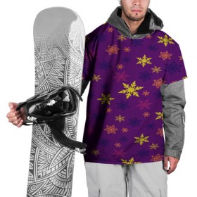 Накидка на куртку 3D с принтом Зимние снежинки в Курске, 100% полиэстер |  | новогодний | паттерн | разноцветный | снег