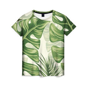 Женская футболка 3D с принтом Папоротник в Курске, 100% полиэфир ( синтетическое хлопкоподобное полотно) | прямой крой, круглый вырез горловины, длина до линии бедер | vppdgryphon | арт | краска | лес | папоротник | тропики | цветные | цветок | цветы